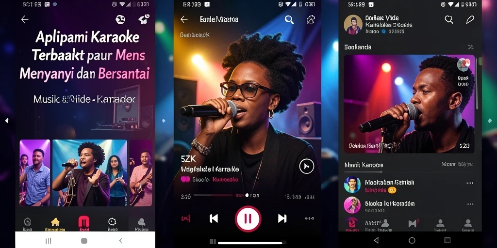 Antarmuka aplikasi 5ZK dengan fitur karaoke yang menarik.