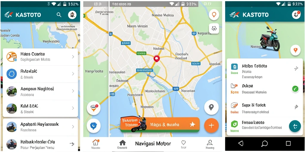 Tampilan antarmuka aplikasi KASTOTO dengan fitur Navigasi Motor yang intuitif.