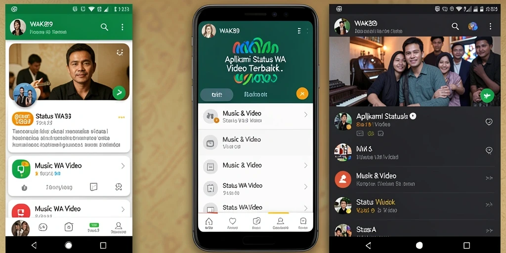 Tampilan antarmuka aplikasi WAK89 untuk Status WA Video yang menarik.