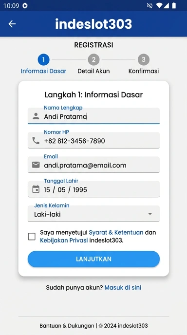 Panduan Buat Akun Baru Indeslot303